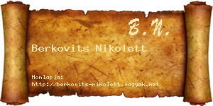 Berkovits Nikolett névjegykártya